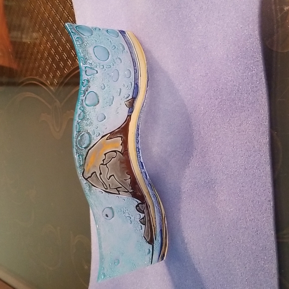 Fused Glass Art Wave Handmade by Alaska Artist - Picture 4 of 4